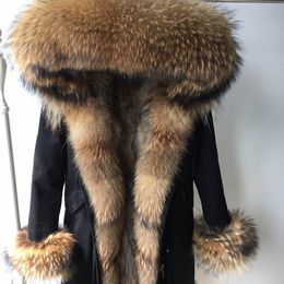 new parka long winter jacket women outwear thick parkas raccoon natural real fur collar coat hooded real warm fox fur liner 201103