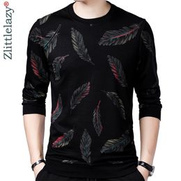 Designer Pullover Feather Men Sweater Mensthin Jersey Knitted Sweaters Mens Wear Slim Fit Knitwear Fashion Clothing 41241 201104