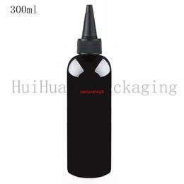 30pcs 300ml empty black cosmetic lotion plastic bottles with twist top cap,10 oz glue bottle,liquid packaging containers bottlesgood package