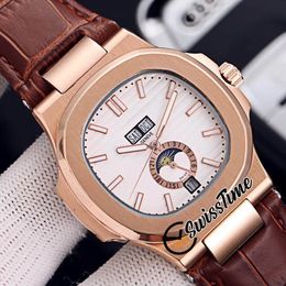 Sale New Perpetual Calendar 5726/1A A2813 Automatic Mens Watch Brown Texture Dial Rose Gold Case Brown Leather Strap Sport Watches SwissTime
