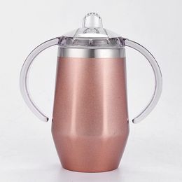 Baby Sippy Cup 8 Colors Diamond Shaped Stainless Steel Mug Insulated Kids Cup With Handle Wine Beer Glasses ZZC2803