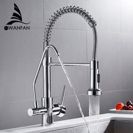 Kitchen Faucets torneira para cozinha de parede Crane For Kitchen Water Philtre Tap Three Ways Sink Mixer Kitchen Faucet WF-0192 T200710