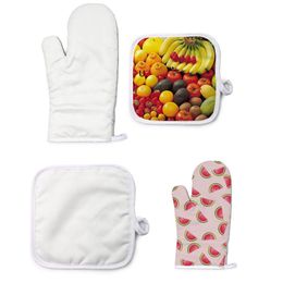 Baking Sets Sublimation Blanks Oven Mitts Plate Mats Heat Transfer Printing Thicken Mittens Heat Resistance Insulation Gloves GCB14444