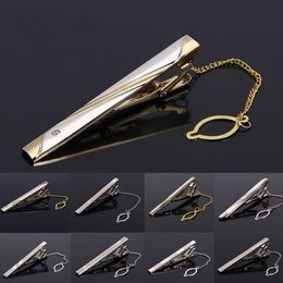 Tie Clips Erkekler Metal Kravat Bar Kristal Resmi Elbise Gömlek Düğün Töreni Altın Tie Clip Mücevher Aksesuarları