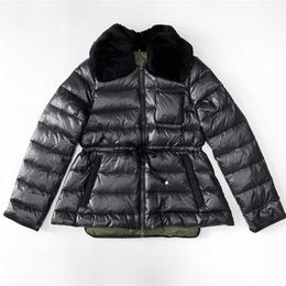 Real Rabbit Fur Coat Winter 90% White Duck Down Jacket Short Parka Sash Tie Up Female Warm Coats 211221