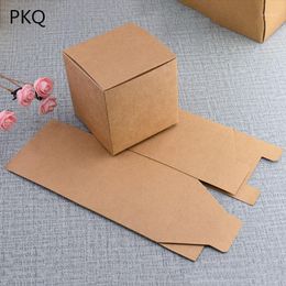 Gift Wrap 5Pcs/lot 5 Sizes Square Kraft Paper Box For Jewelry/Soap Small Cardboard Christmas Candy Boxes Wedding Favor1