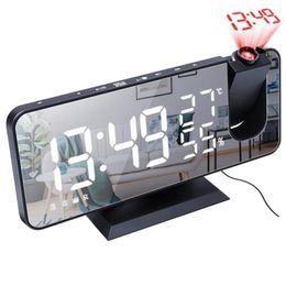 Projection Alarm Clock Digital Ceiling Display 180 Degree Projector Makeup Mirror Multifunctional Table Clock 201222