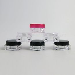 100 x 5g Mini Travel Refillable plastic cosmetic make up cream jar sample display square bottle Containers PS material