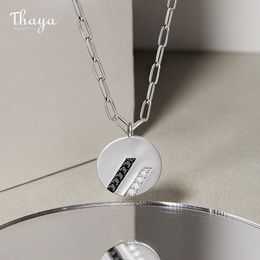 Thaya Design Silver Street Style Silver Color Plated 18k Gold Zircon Pendant Necklace 45cm Cross Chain For Women Fine Jewelry Q0531