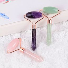 Natural Facial Jade Roller Single Head Original Stone Rose Quartz Roller Face Massage Lifting Slimming Skin Detox Massager