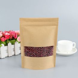 9*14cm Kraft Paper Packing Bags with Clear Window on Front Resealable Zipper Seal Coffee Storage Package Pouches Smell proof