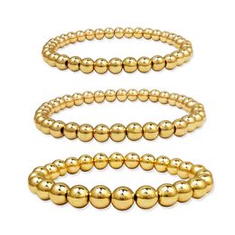 Wholale Lucky 14k Gold Filled Square Beads Stackable Bracelets Adjustable Stretch Round Beaded Bracelet