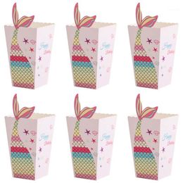 6pcs Tail Popcorn Boxes Paper Gift Candy Box Girls Birthday Party Decorations Kids Favours Baby Shower Suppiles1 Wrap