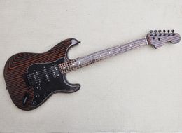 6 Strings Zebra Wood Electric Guitar with HSH Pickups,Black Pickguard,Can be Customised