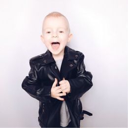 Boys leather jacket 1-7 years old baby children's clothing boys girls long-sleeved pu clothes Spring jackets spring autumn 201125