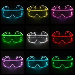 Costume Accessories New Luminous LED Glasses 10Colors Available EL Neon Party Glasses Transparent Frame Protective Glasses Dust-Proof Goggle