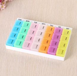 28 compartments 7 Day Pill Tablet Pillbox Dispenser Organizer Case With 28 Compartments Pill Box Multicolor Container SN3624