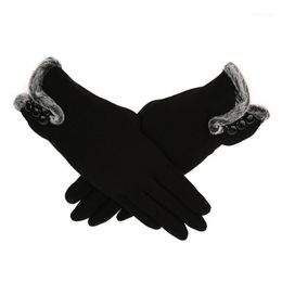 Five Fingers Gloves Winter Warm Women Cashmere Keep Driving Solid Full Finger Touch Screen Outdoor Fashion Glove Accessories1