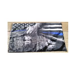 Double Sided Flags 3x5,Jesus Christian Thin blue Line Flags Banner, 3 Layers , 100D Polyester Fabric, Free Shipping