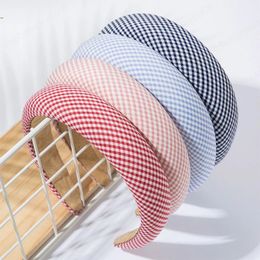 Plaid Sponge Padded Hairband Women Girls Hair Bands Head Hoop Bezel Turban Headband Hair Accessories Headwear Headdress