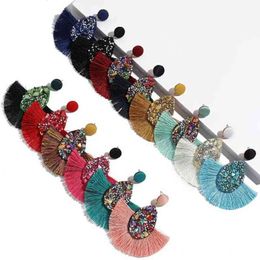 Fashion Bohemian Big Tassel Dangle Drop Earrings for Women Statement Wedding Red Fringe Female Earrings Za 2020 Jewellery G220312