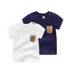 2022 Baby Boys Girls Summer T-shirts Cotton Kids Short Sleeve T-shirt Infant Breathable Soft Tops Tees Newborn Clothes Toddler Clothing 0-24 Months Two Colours