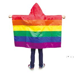 Rainbow Flag Shawl USA Flag Cape America Rainbow Gay Pride Flags Festival 90X150CM Party Banner Decorations Supplies CCF13848