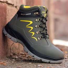 Men High-top Puncture Proof Steel Toe Work Indestructible Waterproof Safety Shoes Wearable Winter Boots Hiking Sneakers Y200915