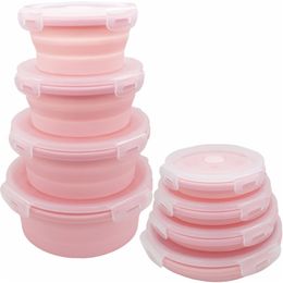 Goldbaking Round Silicone Food Storage Containers Folding Silicone Round Lunch Box Set Collapsible Stackable Lunch Bento Boxes Y200429