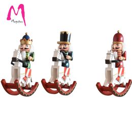 [MGT]30cm wooden crafts horse riding nutcracker king and soldier Modelling puppet statue home decoration Christmas gift 201204