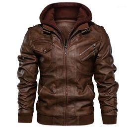 Mens Leather Jackets Outwear Leather Hooded Biker Coat Men Cool Motorcycle Jacket Male Winter Autumn Jaquetas De Motocicleta 4XL1