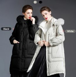Original Desginer JOG MCERG Hooded Down Jacket Winter Coat in Long Korean Style White Eiderdown Coat S-XL