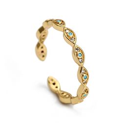 S2765 Fashion Jewellery Evil Eye Ring For Women Copper Blue Eye Geometric Opening Ring