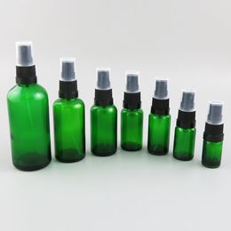 10 X 10ml 20ml 30ml 50ml 100ml green boston round perfume bottle with black white tamper evident sprayer 1/2oz