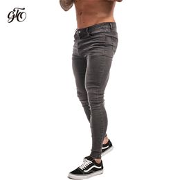 Gingtto Skinny Jeans For Men Super Stretch Mens Skinny Jeans Big Size Tight Pants Comfortable Grey Denim Jeans 28-36 zm09 201116