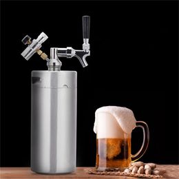 Beer Keg Tap Dispenser Pressurized Growler Mug 2L/64oz 3.6L/128oz 5L/170oz 8L/2.1Gal 18/8 Stainless Steel Homebrewing Craft CO2 Faucet Optional Regulator