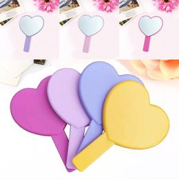 Love Heart Handle Makeup Mirrors Thin Plastic Portable Colorful Women Single Side Hand Lookingglass Lady Handheld Compact Mirror 2 4mx G2
