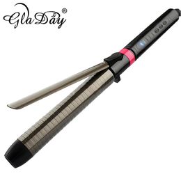 Professional Ceramic Hair Curler Rotating Curling Iron Wand LED Curlers Styling Tools 110-240V 220211