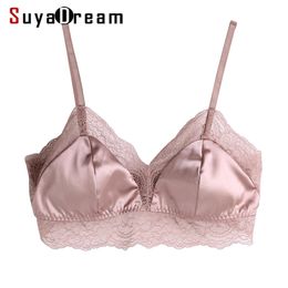 Women Sexy 3/4 cup bra 100%Natural Silk Lining and Lace Wire Free Bras Everyday bralette Black bralett New 201202