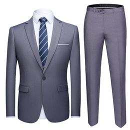 Business Formal Men Suits Solid One-button Blazer Pants Marriage Tuxedo male 2 Piece suit Men Terno wedding Suit slim fit 201123
