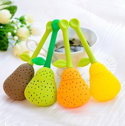 100pcs New Silicone Pear Devise Tea Leaf Strainer Herb Silicon Tea Infuser Teapot Cup Philtre SN6256