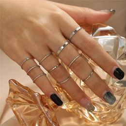 10pcs/sets Bohemian Geometric Rings Sets Vintage Silver Gold Midi Knuckle Rings for Women Jewelry Ring Party Gifts