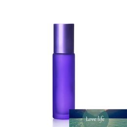 3pcs 10ml Portable Frosted Purple Thick Glass Roller Essential Oil Perfume Bottles Travel Refillable Rollerball Bottle