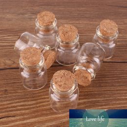 100pcs 22*25*12.5mm 4ml Mini Glass Wishing Spice Bottles Tiny Jars Vials With Cork Stopper pendant crafts wedding gift
