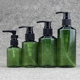 30pcs/lot 100ML 150ML 200ML PET Cosmetic Refillable Bottle Green Plastic lotion Pump Makeup Lotion Shower Gel