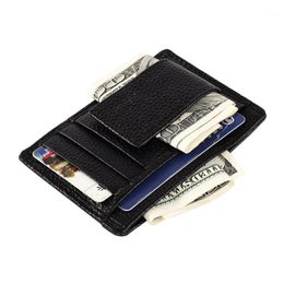 Wallets Wholesale- Lucky 2021 Gold Men's Wallet Credit ID Card Holder Genuine Brown And Black Colors Slim Purse Gift 1