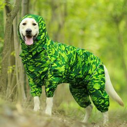 Pet Dog Raincoat Reflective Waterproof Zipper Clothes High Neck Hooded Jumpsuit For Small Big Dogs Overalls Rain Cloak Labrador 201114
