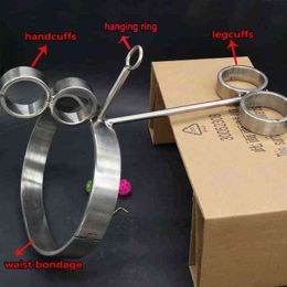 NXY Sex Adult Toy 2018 New Stainless Steel Metal Bondage Hanging Frame Games Hand Ankle Cuffs Slave Bdsm Products Handcuffs Waist Restraints1216