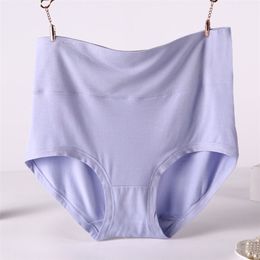 V001 4Pcs/Lot High Waist Plus Size Lenceria Briefs For Women Bamboo Fibre Panties Seamless Lingerie Underwear Bragas Mujer 220311