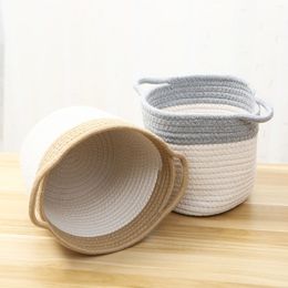 Creative Cotton Rope Art Bucket Desktop Debris Cleaning Basket Simple Storage Bag Home Decoration LJ201204